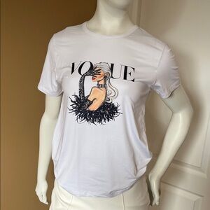 Vogue Graphic White Short Sleeve Tee with Illustrated Motif